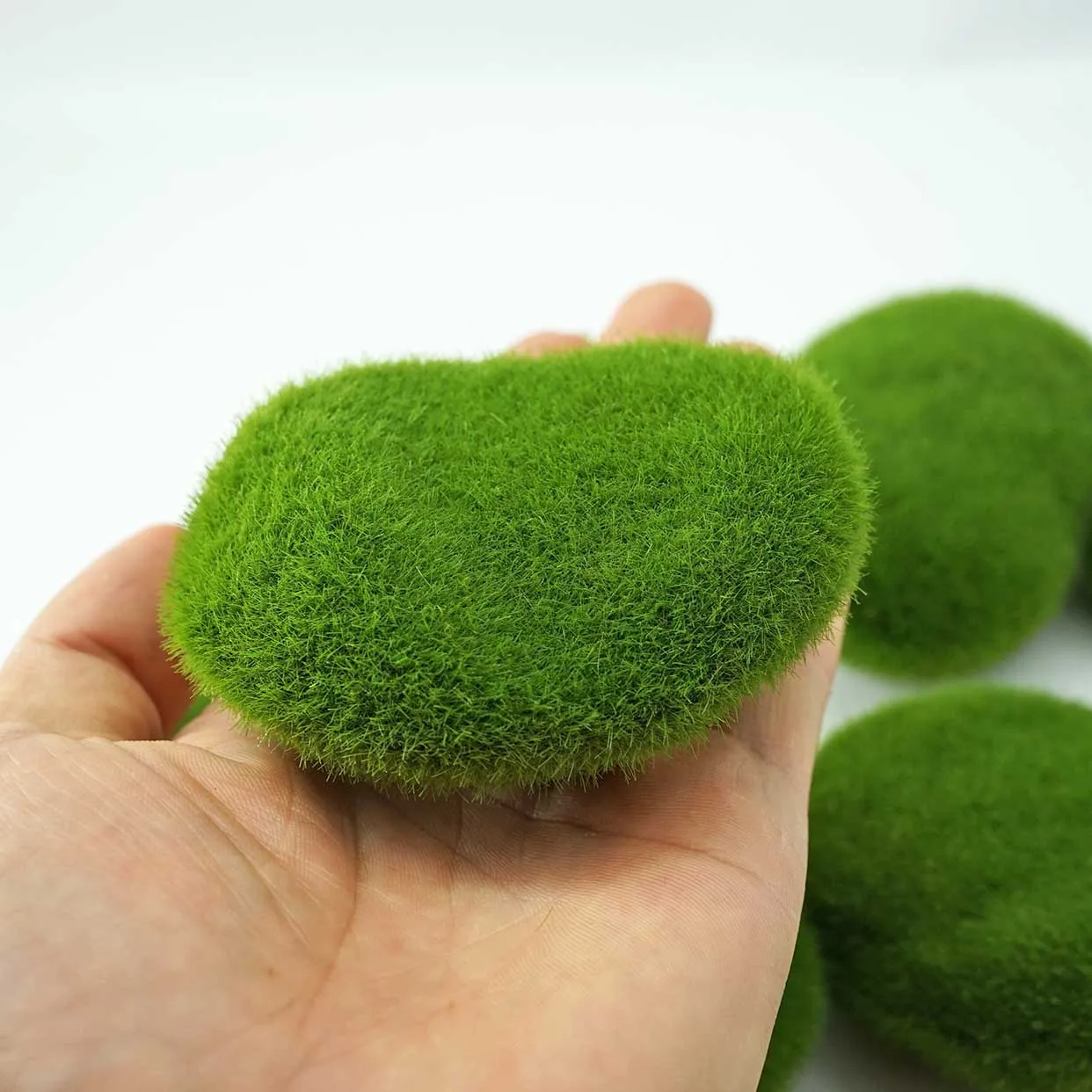 10pcs Simulation Moss Ball Micro Landscape Decoration Flocking Fake， Stone Garden Potted Landscape Props Jewelry Scenery Soft