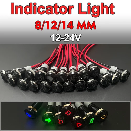 Imagen 1 del producto Luz indicadora de 8 / 12 / 14 mm con línea 12v 24v luz indicadora de señal de barco de automóviles LED personalizado con símbolo de flecha única