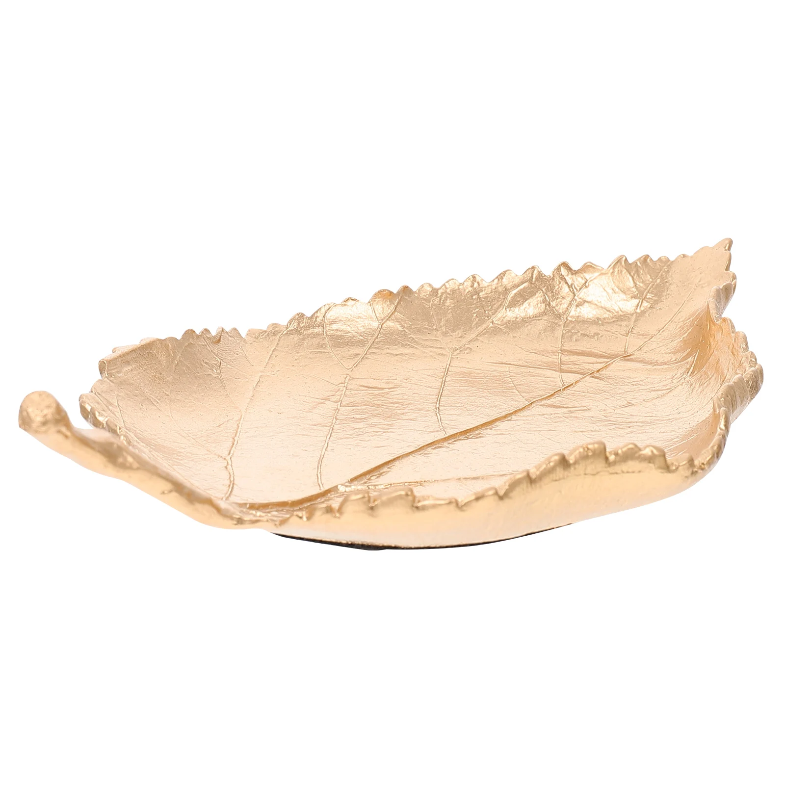 1pc Leaf Shape Jewelry Storage Tray Golden Zinc Alloy Desktop Organizer Creative Display Holder For Rings Necklaces Earrings
