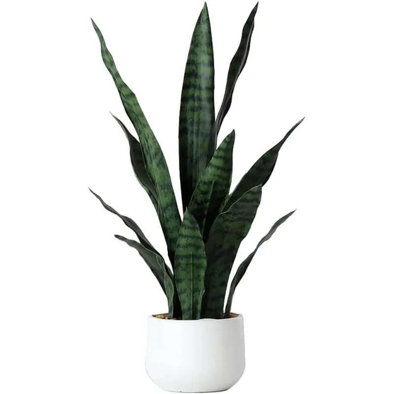 Artificial Snake Plant 22 Inch Fake Sansevieria Fake Agave Potted Plants Plastic Greenery for Home Garden Office Store Decora