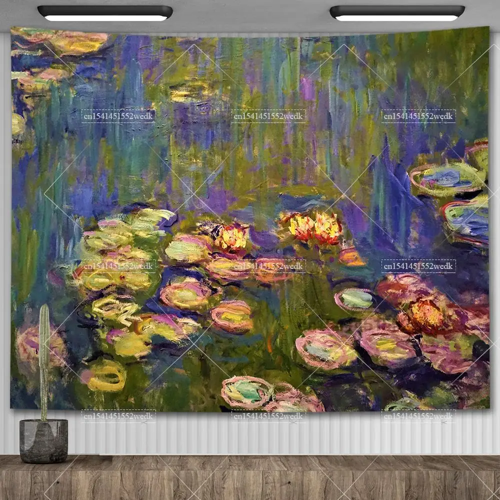 Claude Monet Tapestry Wall Art Paintings Aesthetic Room Decor Oil painting Art Tapestrys Home Decoration Background Tapries