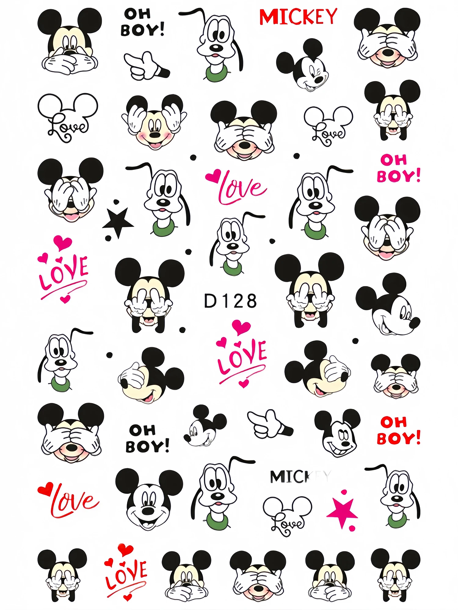 Pegatinas de Mickey y Minnie para niños, paquete de pegatinas de personajes de animación de Disney, decoración de animación, juguete de dibujos animados, 1 piezas