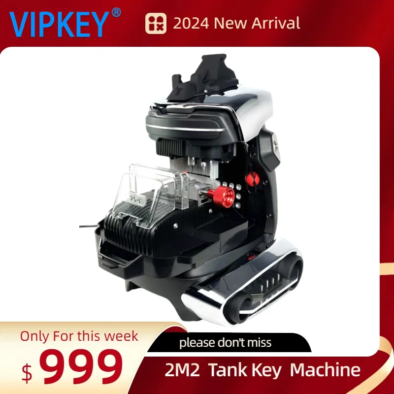 2024 Automatic 2M2 CNC Tank Key Copy Cutting Machine For Make Car Keys Locksmiths Tool With Black Colour