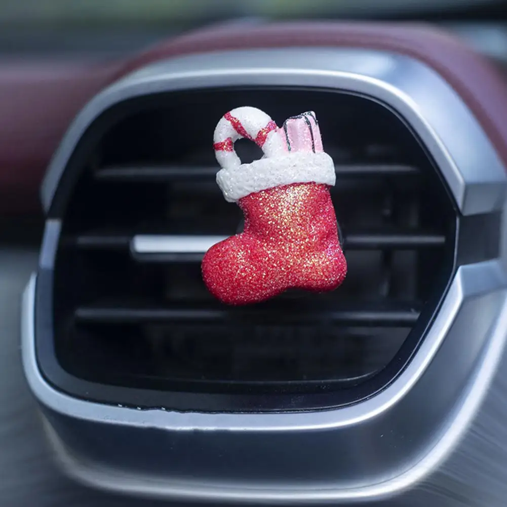 Car Aromatherapy Clip Long-lasting Car Air Freshener Christmas Car Air Freshener Santa Claus Deer Snowman Stocking for Merry