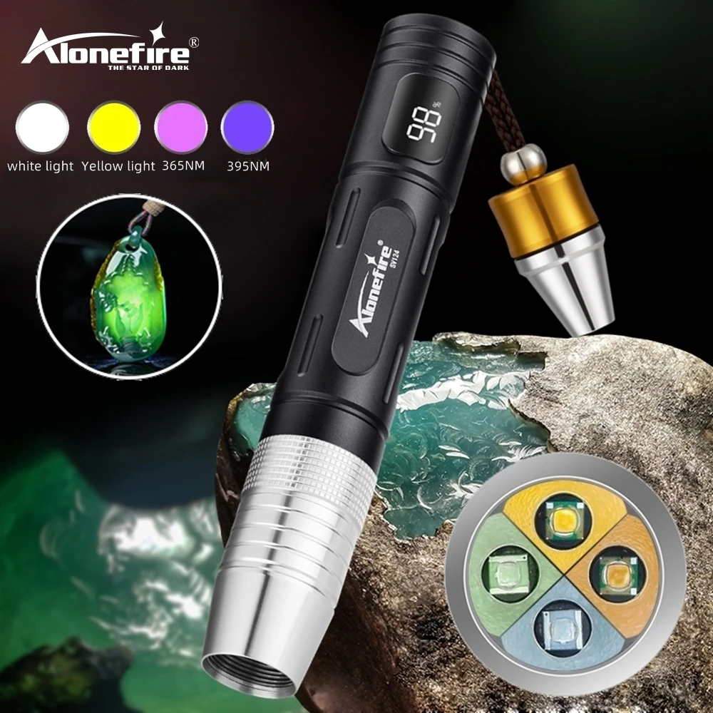 

Jade Detector Light 4Modes 365nm Rechargeable Emerald Jewelry Gems Amber Identification Flashlight Ultraviolet LED UV Torch Lamp