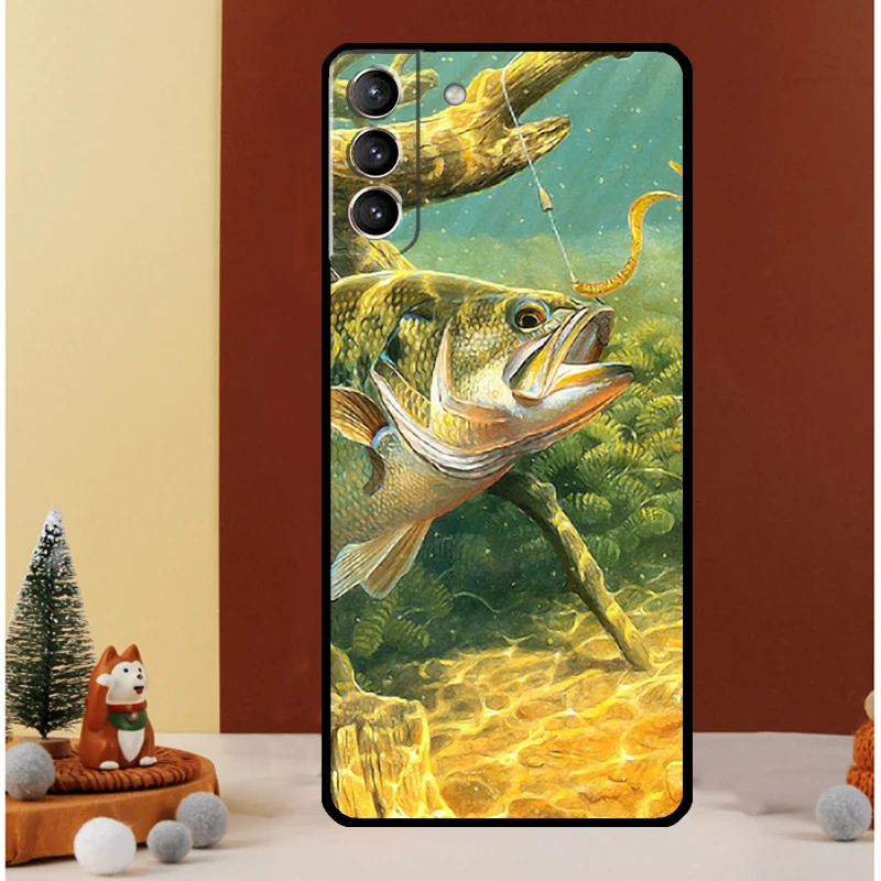 Bass Fishing Lake Fisherman Case For Samsung Galaxy S23 S24 Ultra S8 S9 S10 S22 Plus Note 10 20 Ultra S20 S21 FE Cover