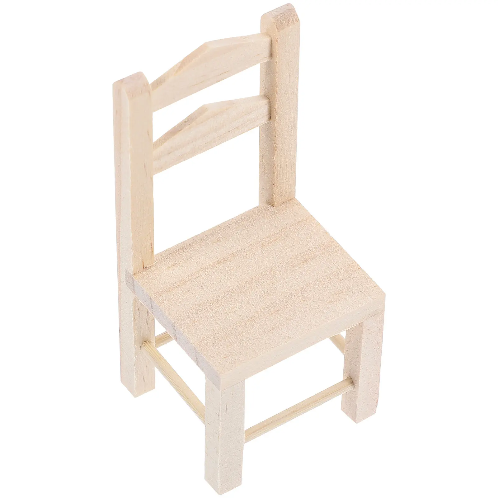 

Изящный деревянный миниатюрный стул в деревенском стиле с гладкой поверхностью, компактный размер, реалистичный дизайн для миниатюрного домика, декора микроландшафта