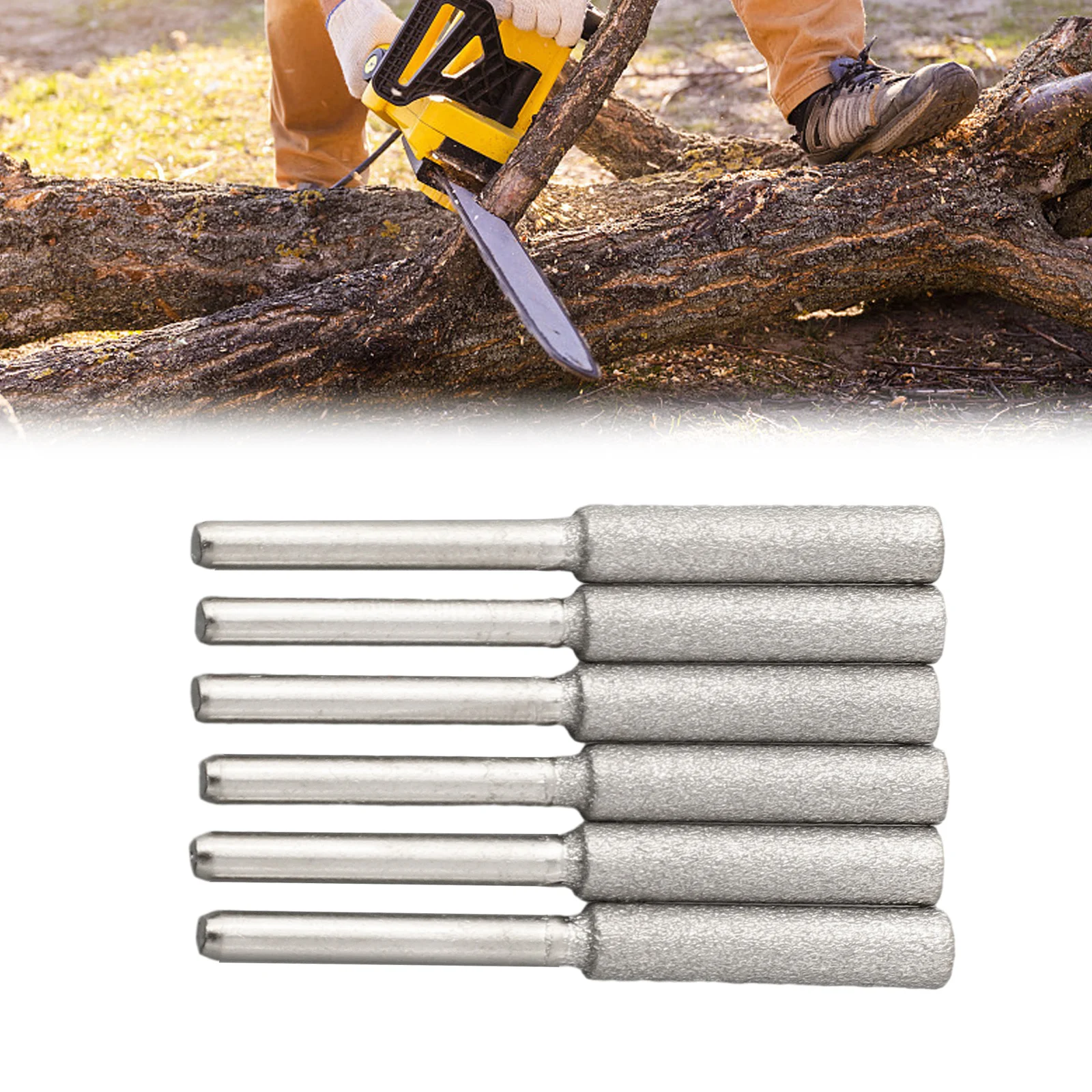 Imagem -06 - Diamond Coated Cilíndrico Burr Chainsaw Sharpener Arquivo de Pedra Chain Saw Sharpening Carving Grinding Tools mm 4.8 mm 5.5 mm Pcs