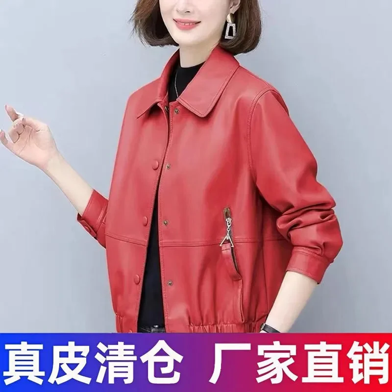 Moda Haining Cappotto di pelle da donna Nuova giacca di pelle di pecora Primavera Autunno Casual Capispalla allentato Cappotto femminile in stile occidentale Top