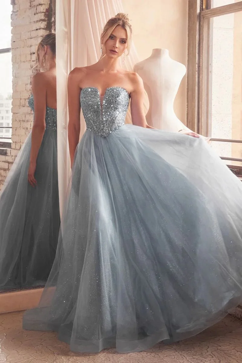 

DRESS FORU Elegant Classic Evening Dresses Lace for Floor-Length Strapless Prom Dress Beading Vestidos De Fiesta Customized