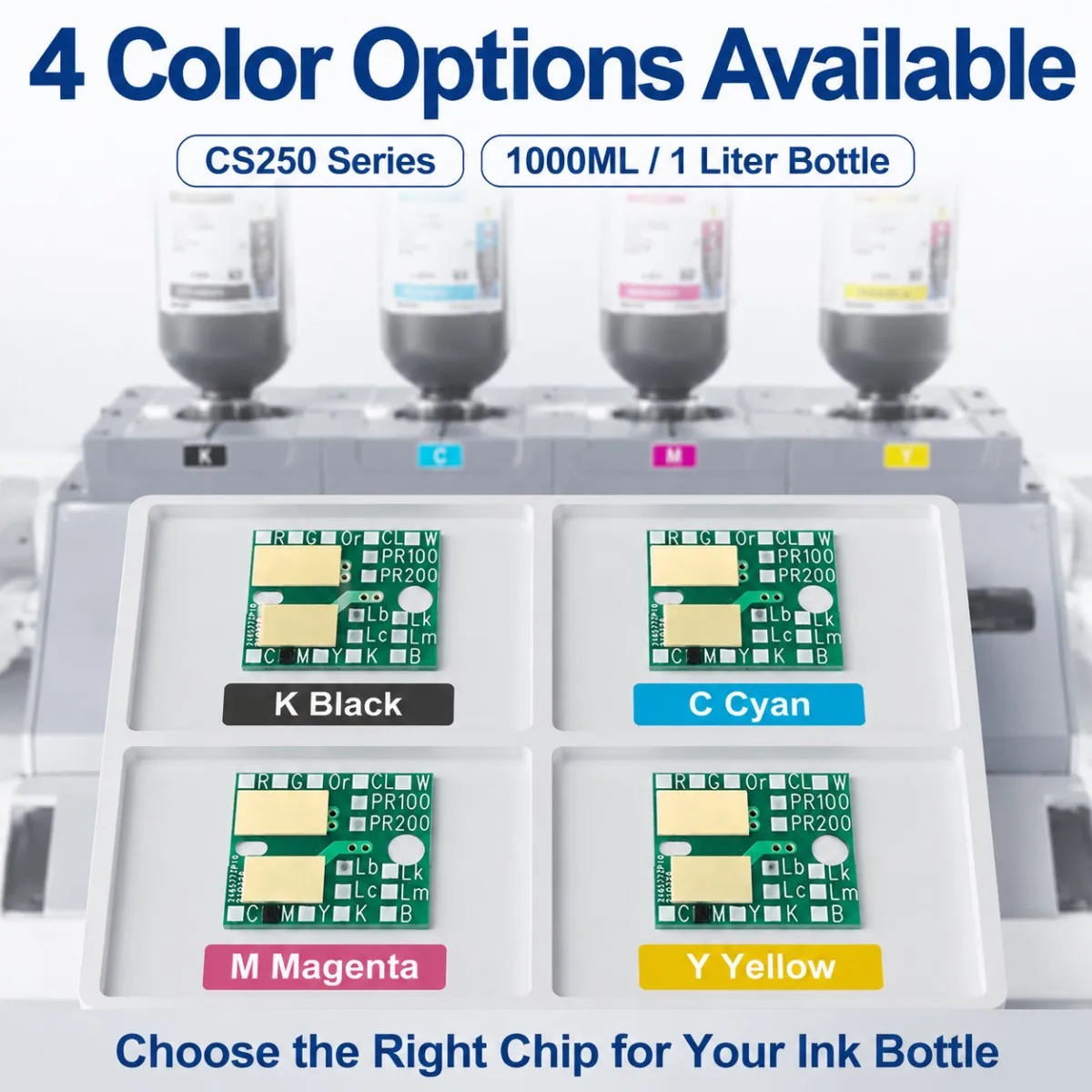 For Mimaki  CS250 BK  C  M Y  1000ML / 1Liter CS250 CS 250 disposable Ink Bottle Chip for Mimaki JV100-160 JV100 160