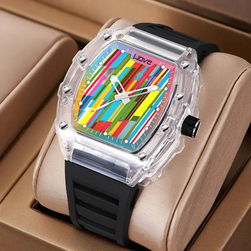 UTHAI CQ298 Leisure Sports Quartz Watch Barrel Shaped Calendar Night Light Waterproof Men's Watch Colorful Clock Gift