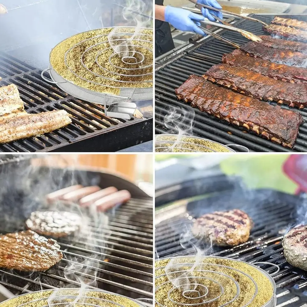 Outdoor BBQ Grill Cold Smoke Generator Stainless Steel Smoker Tray Meat Fish Flavor Infuser Durable Cooking Accessory Tool