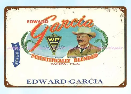 EDWARD GARCIA TAMPA FLORIDA CIGAR restaurant smoking tobacco metal tin sign