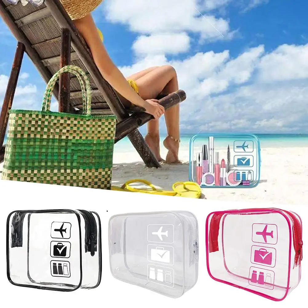 Portable Waterproof Transparent Cosmetic Bag Handbag For Travel Work Make Up Kit Clear Makeup Cosmetic Bag Travel Toiletry D3P6