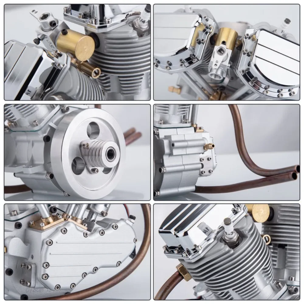 NF CISON FG-VT9 V2 Engine 9cc Four Stroke Air Cooled Engine Electric Drill Starting V Type Twin Cylinder Metal Engine Model
