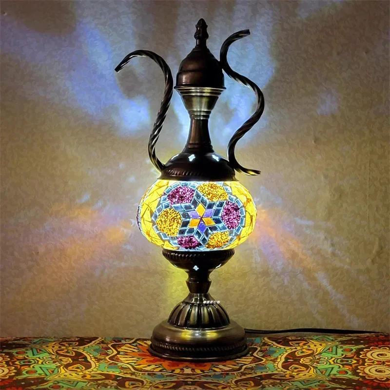 

Handmade Glass Table Lamp Turkish Mosaic Home luminaria Decor Living Room Bedroom Nightstand Desk Lights LED Lighting Fixtures