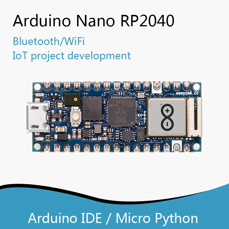 Original  Arduino Nano RP2040 Connect with headers  WIFI BLUE ABX00053,Support Arduino IDE / Micropython