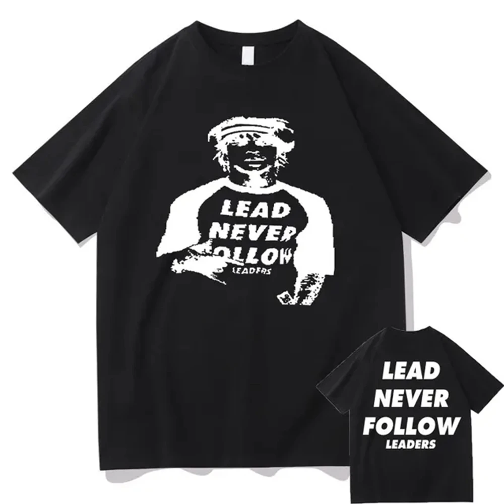 Rapper Chief Keef Lead Never Follow Leaders Double Sided Print T-shirt Male Vintage Tshirt Men Hip Hop Oversized T Shirts 82906