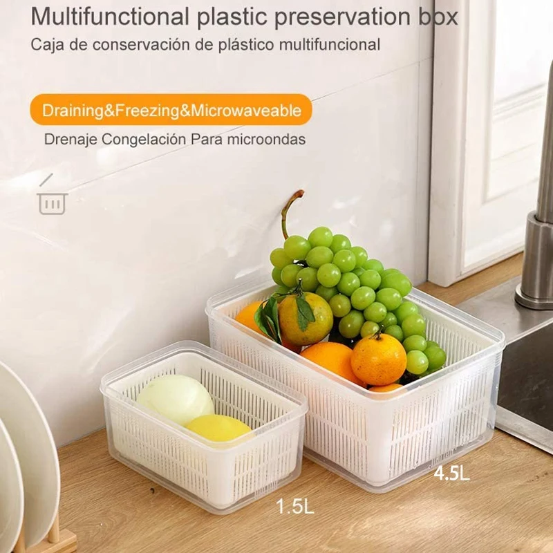 2X Fresh Produce Vegetable Fruit Storage Containers For Refrigerator - Produce Saver Storage Containers 1.5L