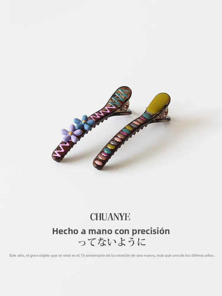 Pinzas para el Cabello Kawano Estilo Coreano, Dulces y Coloridas con Flores, para Flequillo Lateral, Pinza de Una Sola Pieza,...