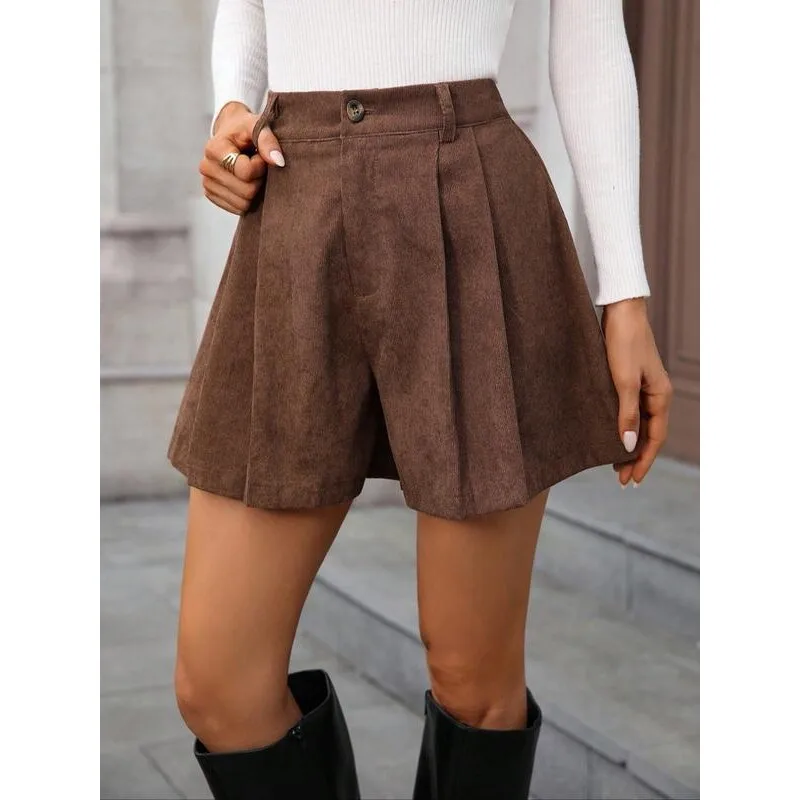 

Deer Suede Wide Leg Pants Neutral Style Low Waist Other Material 100% Spring Collection Casual Trousers for Women
