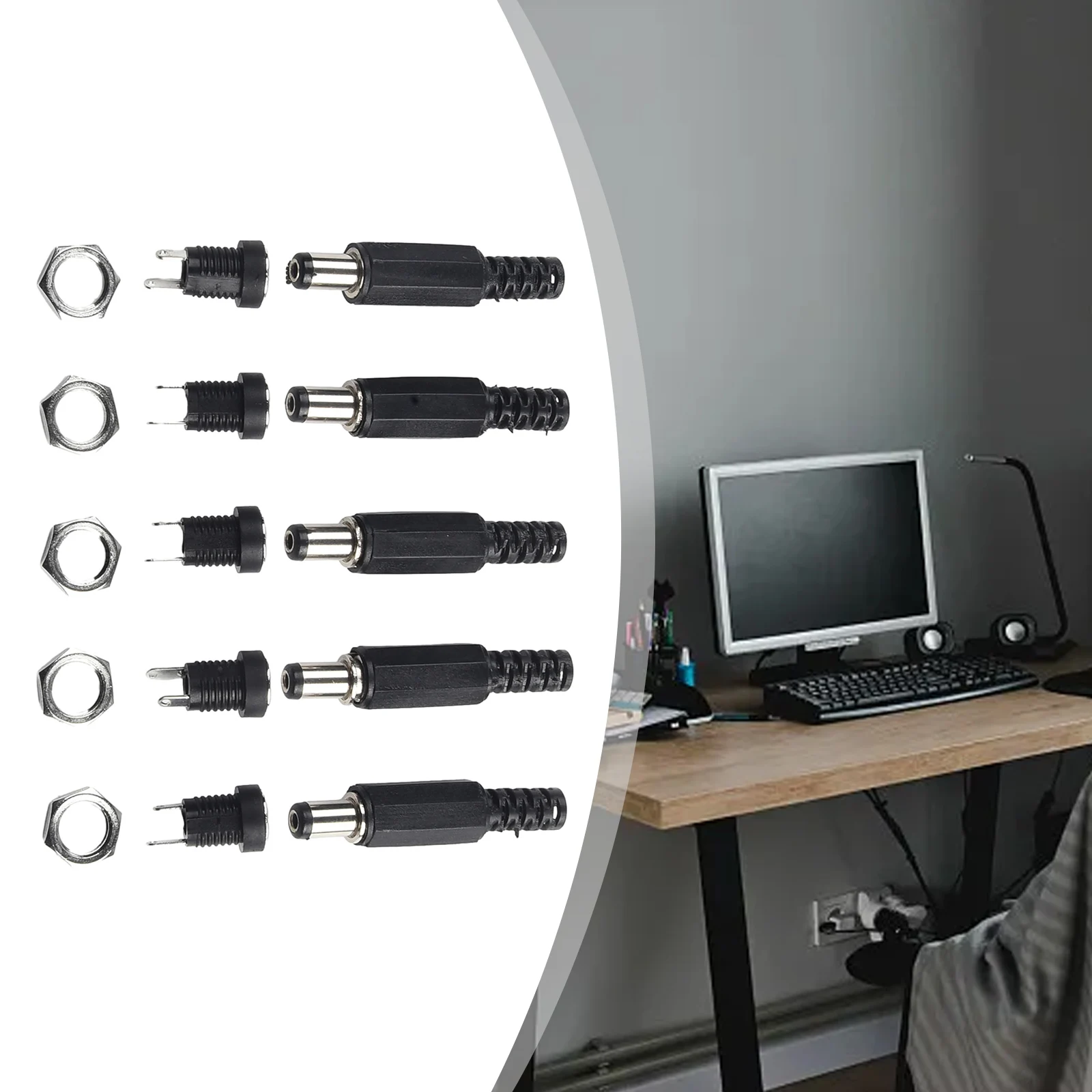 DC 12V Adapter DC Power Connector 12V Power Adapter Length 9mm Power Outlet Press-Fit 12V At 1A-5A DC 12V Adapter