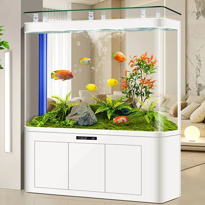 Bottom filter fish tank Large entrance Floor ecological goldfish tank Hot bending glass Integrated molding No water change