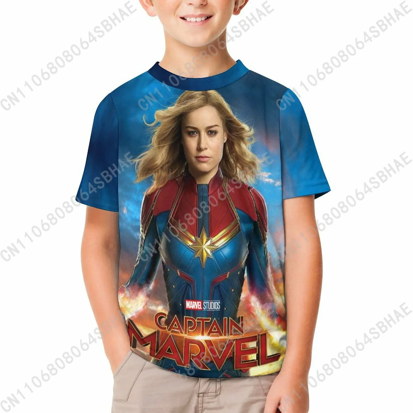

Marvel Captain Marvel T Shirt Boy Girl Short Sleeve Print Cotton TShirt Comfortable Crew Neck Children Child Tee Cosplay