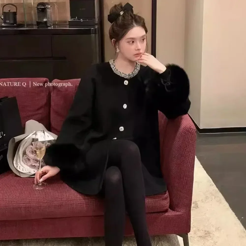 Woolen Coat Beaded Fox Fur Double-sided Cashmere Coat Women Real Fox Fur Jacket Female 2024 New Autumn Winter Korean Style #1