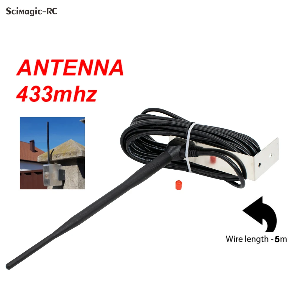 Antenna RF Esterna 5M 433MHz 433.92MHz Amplificatore per Telecomando Cancello Garage e Miglioramento Segnale Elettrodomestici Smart Home