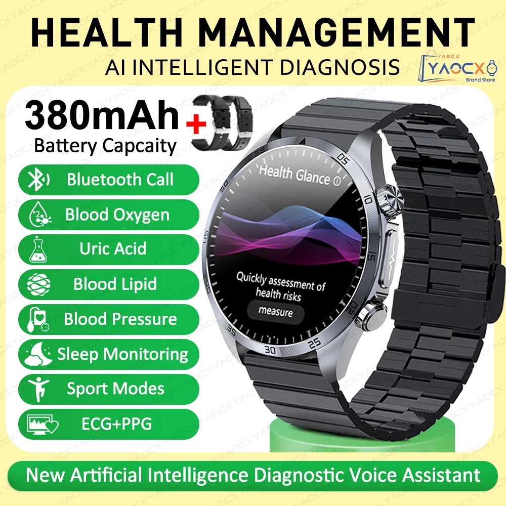 2026 Gloednieuwe upgrade Gezondheidscheck Smartwatch ECG Bloedlipiden Urinezuur Lichaamsvet Sport Waterdichte Smartwatch Voor Mannen en Vrouwen