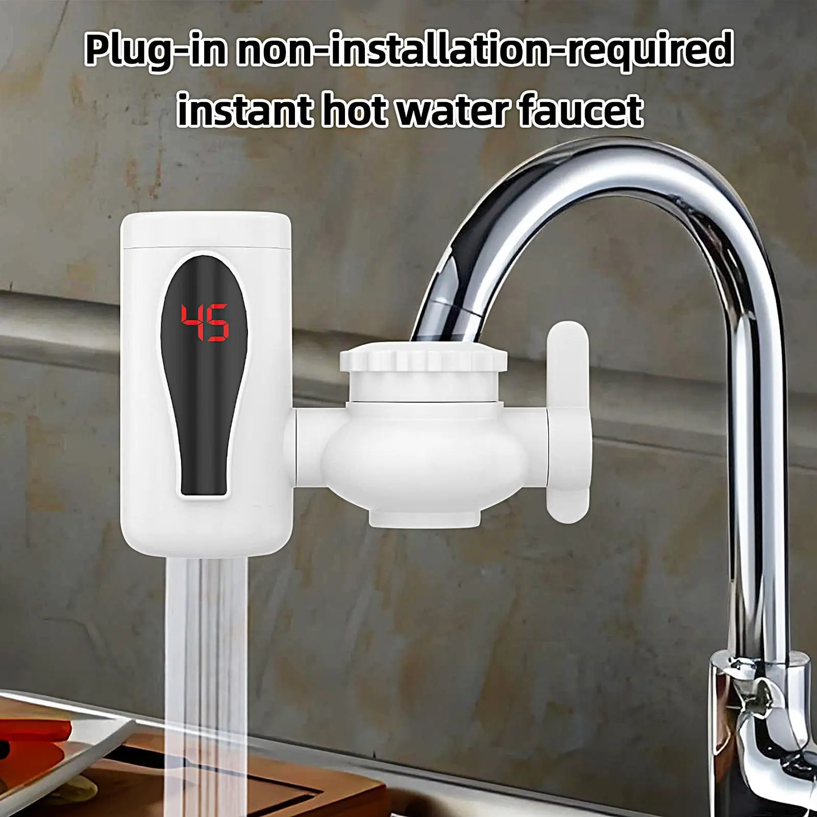 Instant Hot Water Faucet Instant Heating Faucet Rotatable LED Digital Display Tap Double Modes For Handwashing Break Room