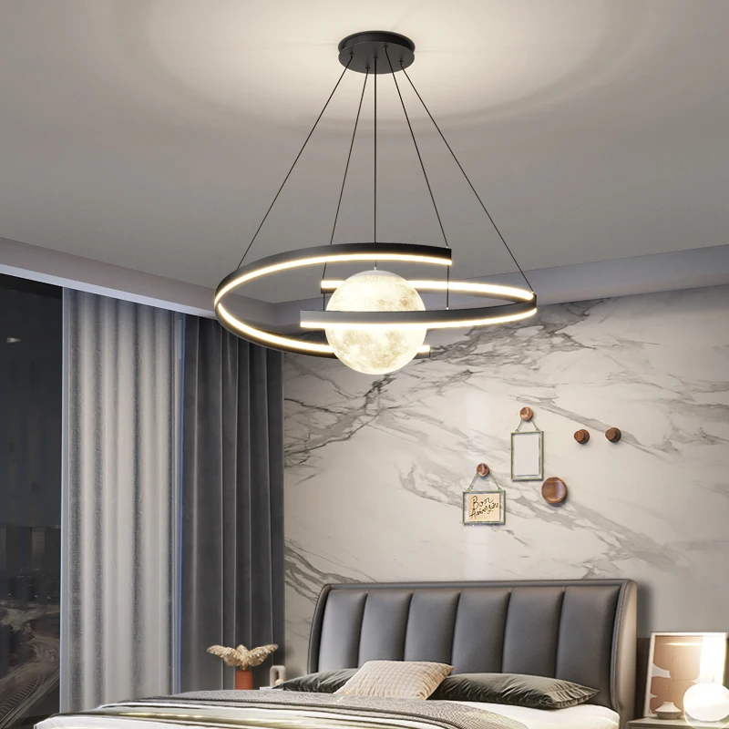 Nordic Business Pendant Lamp Chandelier For Living Bedroom Office Dining Table 3-color  Black White Ball Indoor Home Decoration