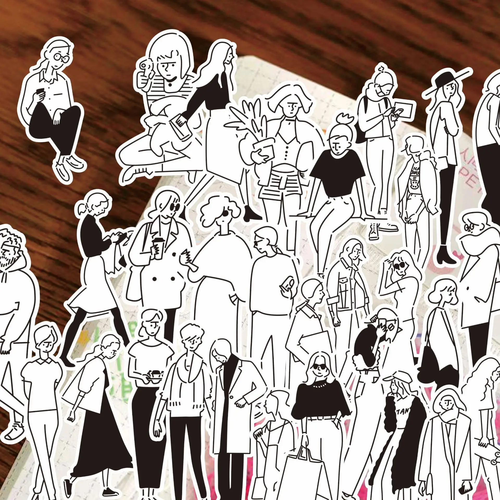 63Pcs Vintage Black White Fashion Girl Scrapbooking Stickers DIY Junk Journal Planner Collage Sticker Diary Album Decoration
