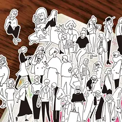 63Pcs Vintage Black White Fashion Girl Scrapbooking Stickers DIY Junk Journal Planner Collage Sticker Diary Album Decoration