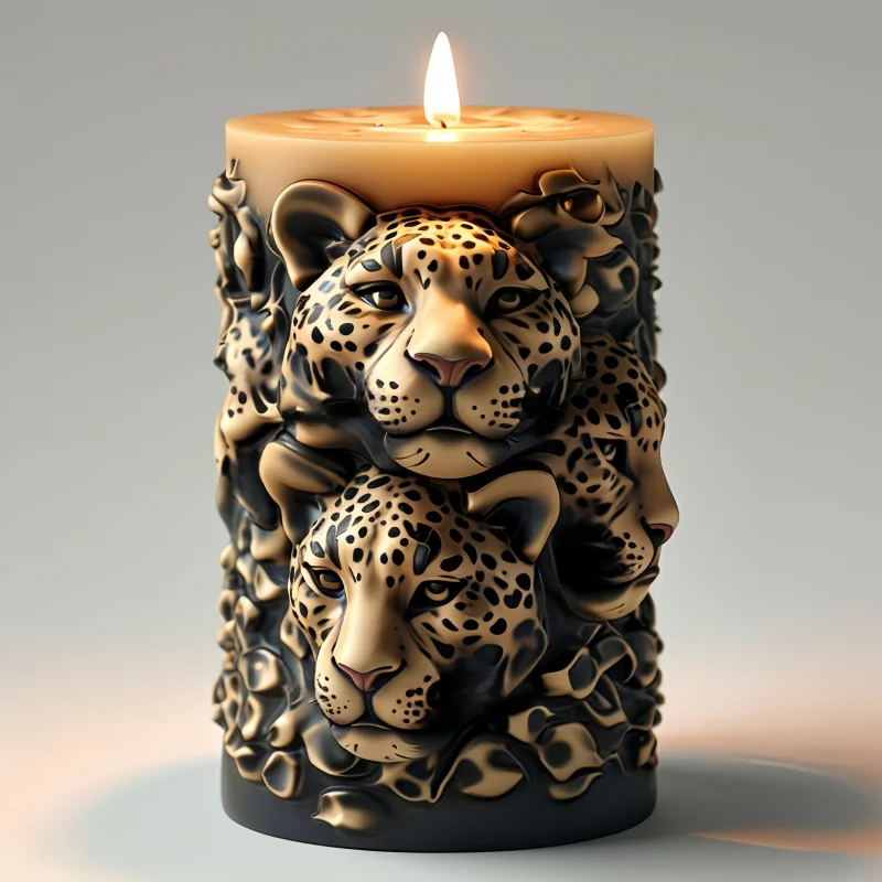 Grassland Cheetah Series Candle Mold 3D Embossed Animal Design Detailed Embossed Design Resin Mold
