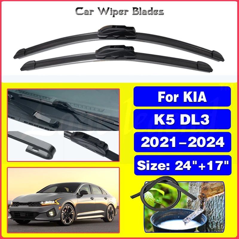 

For KIA K5 DL3 LXS GT-Line EX 2021 2022 2023 2024 Car Front Wiper Blades Brushes Windscreen Windshield Car Accessories 24"+17"