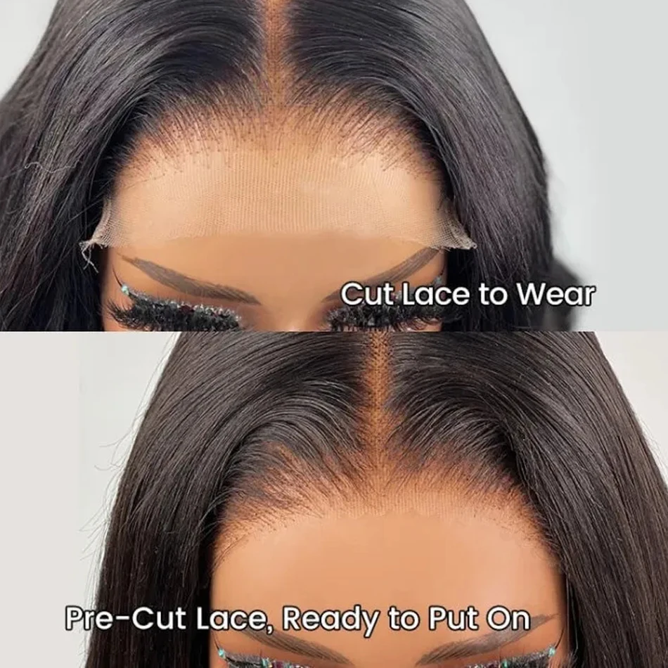 Ossilee-Perruque Bob Lace Closure Wig naturelle courte, cheveux lisses, 5x5 HD, prêt à porter