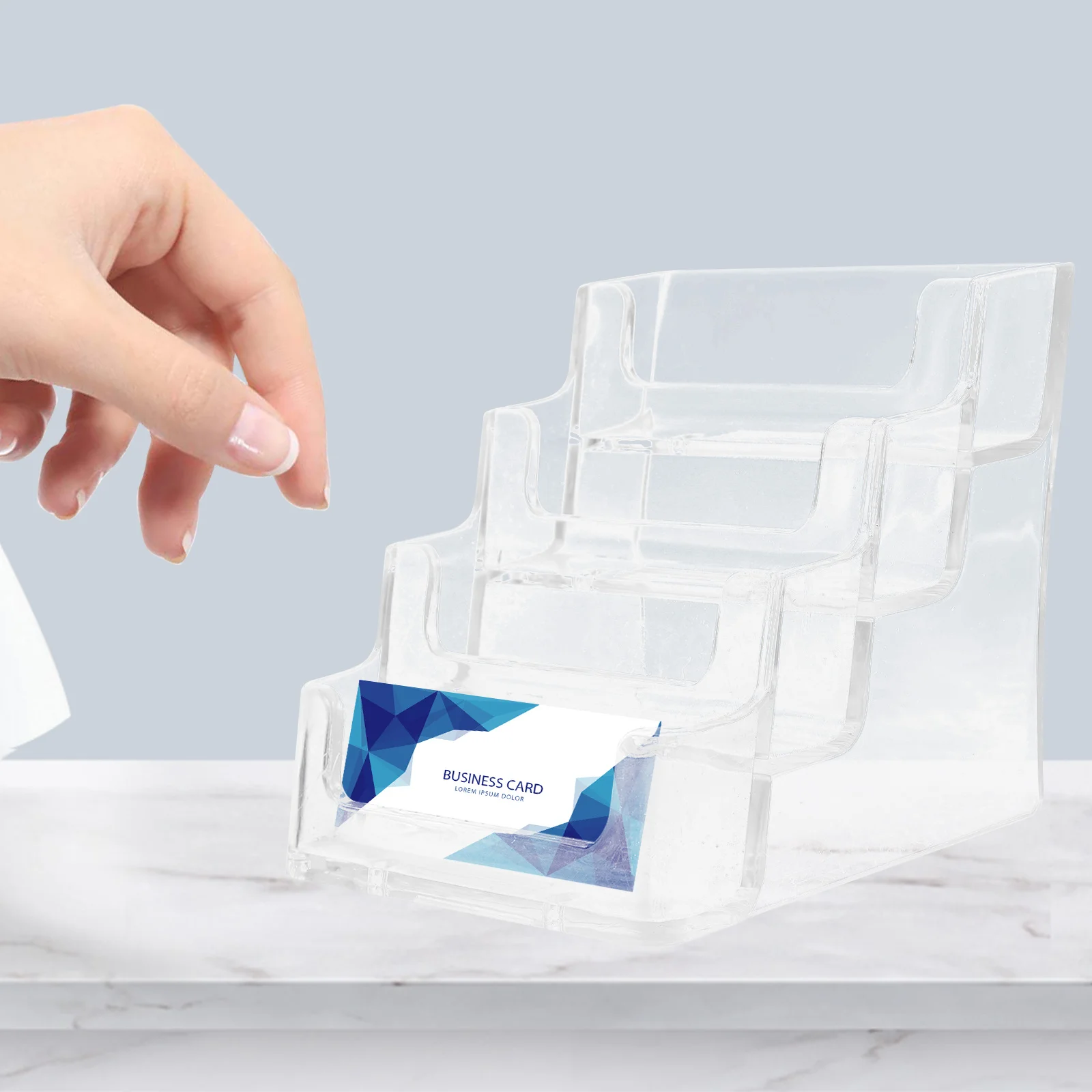 

Business Card Holder Clear Desktop Organizer For Name Cards Storage Stand Smooth Compact Tabletop Card Display