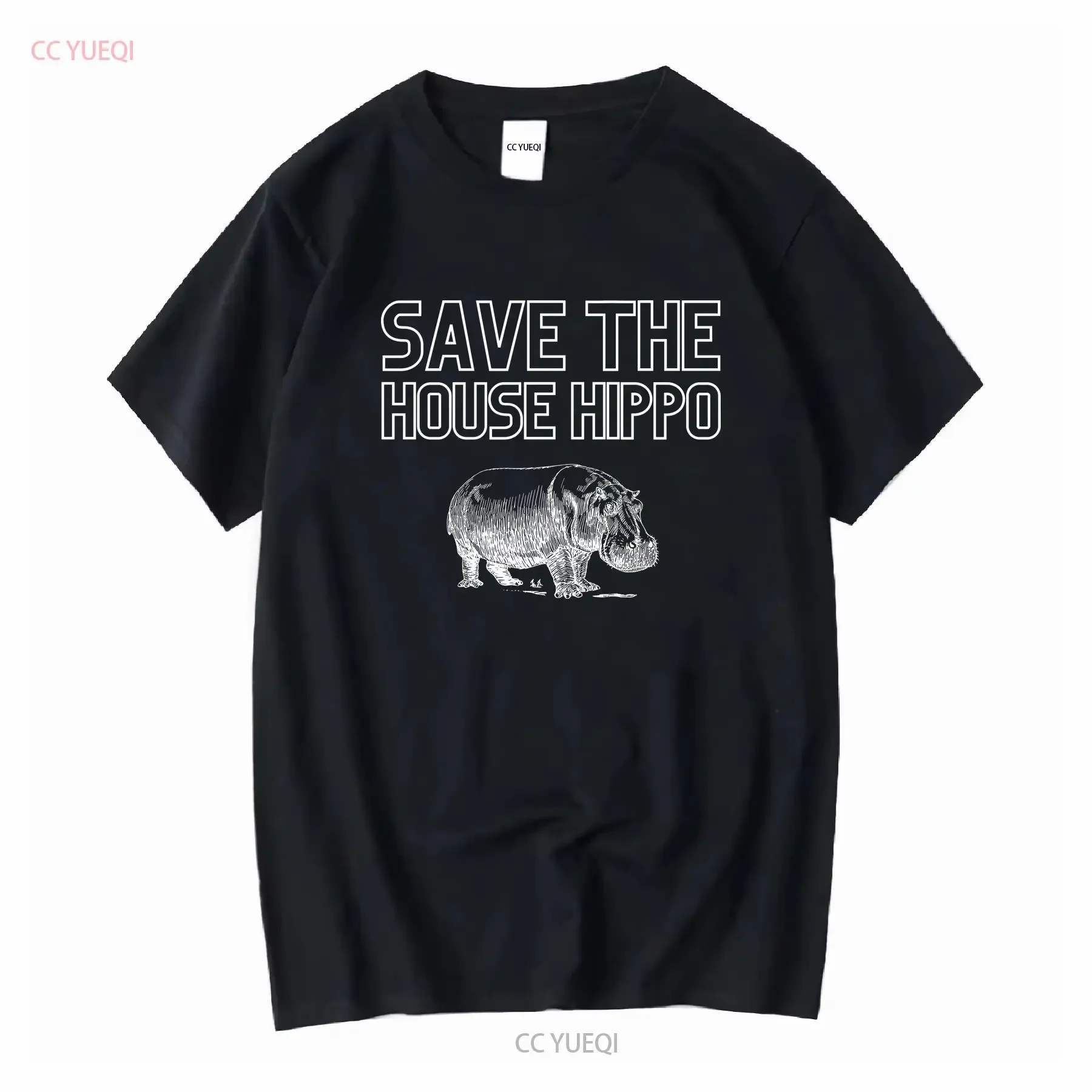 Save The House Hippo Camiseta clásica vintage Ropa de diseñador lavada Moda Cómoda Top versátil para uso diario Casual