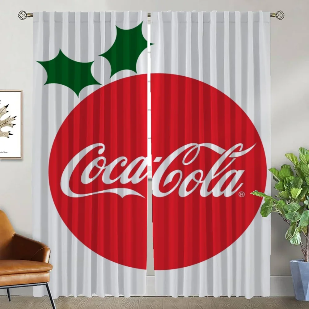 Partition Coca-cola Elegant Room Curtains for Living Room Kitchen Curtains 2 Pieces Shades Window Curtain Tulle for Bedroom Home