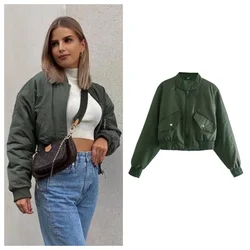 PB&ZA 2024 Spring New Women's Fashion and Elegance Loose and Versatile Casual Flight Jacket Cotton Coat