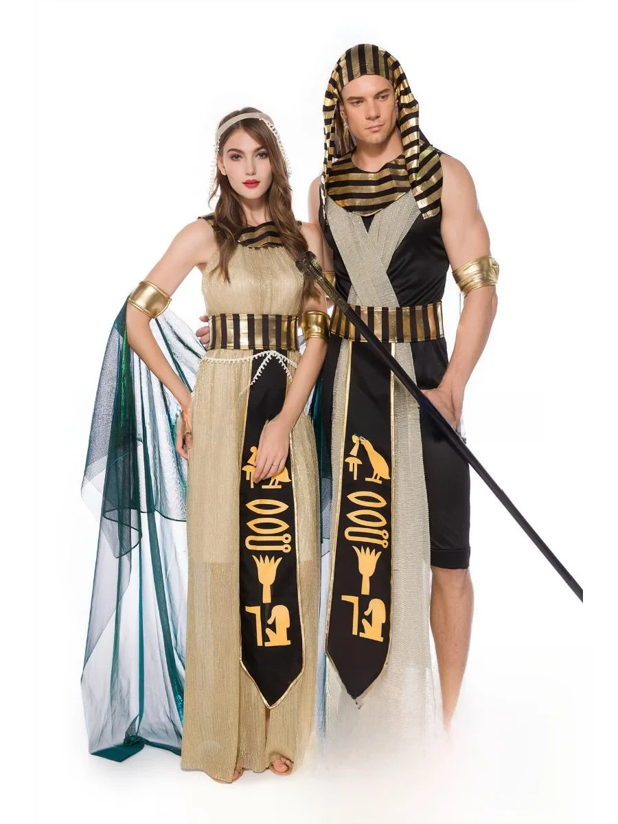 

New loween Cosplay Pharaoh Prince And Queen Couple Performance Ethnic Performance Costume Traditional Egyptian Attire