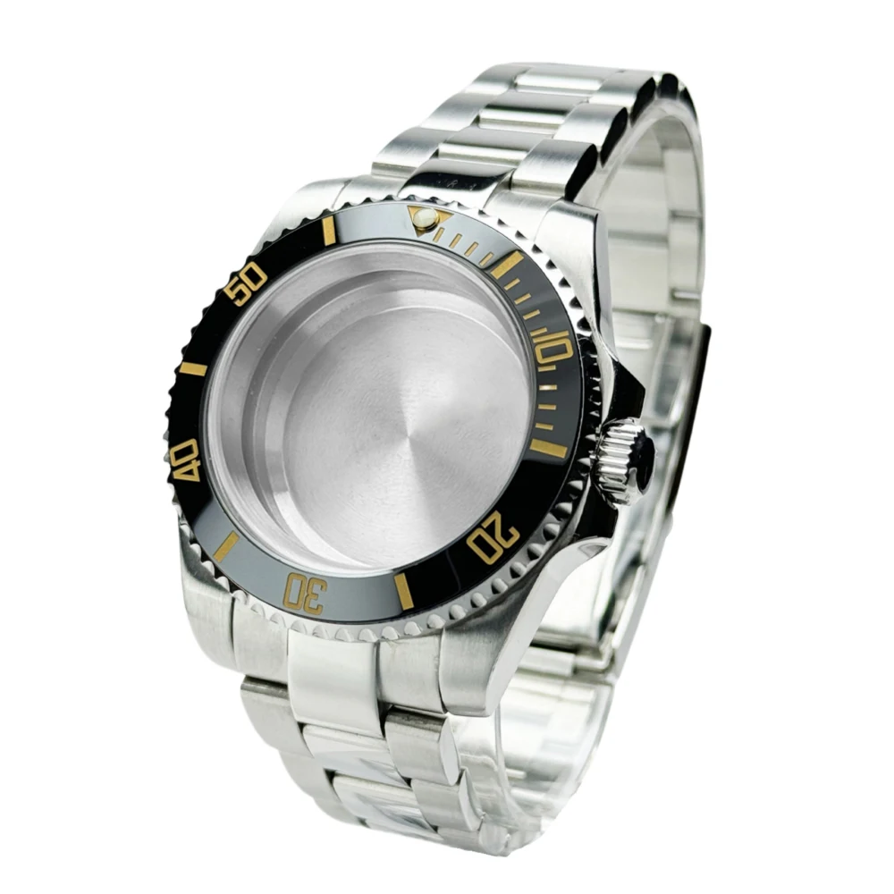 GRAYSS Blak Lünette 40mm Diver Wasserdicht für SUB NH34 NH35 NH36 Uhrwerk Saphirglas Uhrengehäuse Mod Glasrückseite 20atm Stahlarmband 9