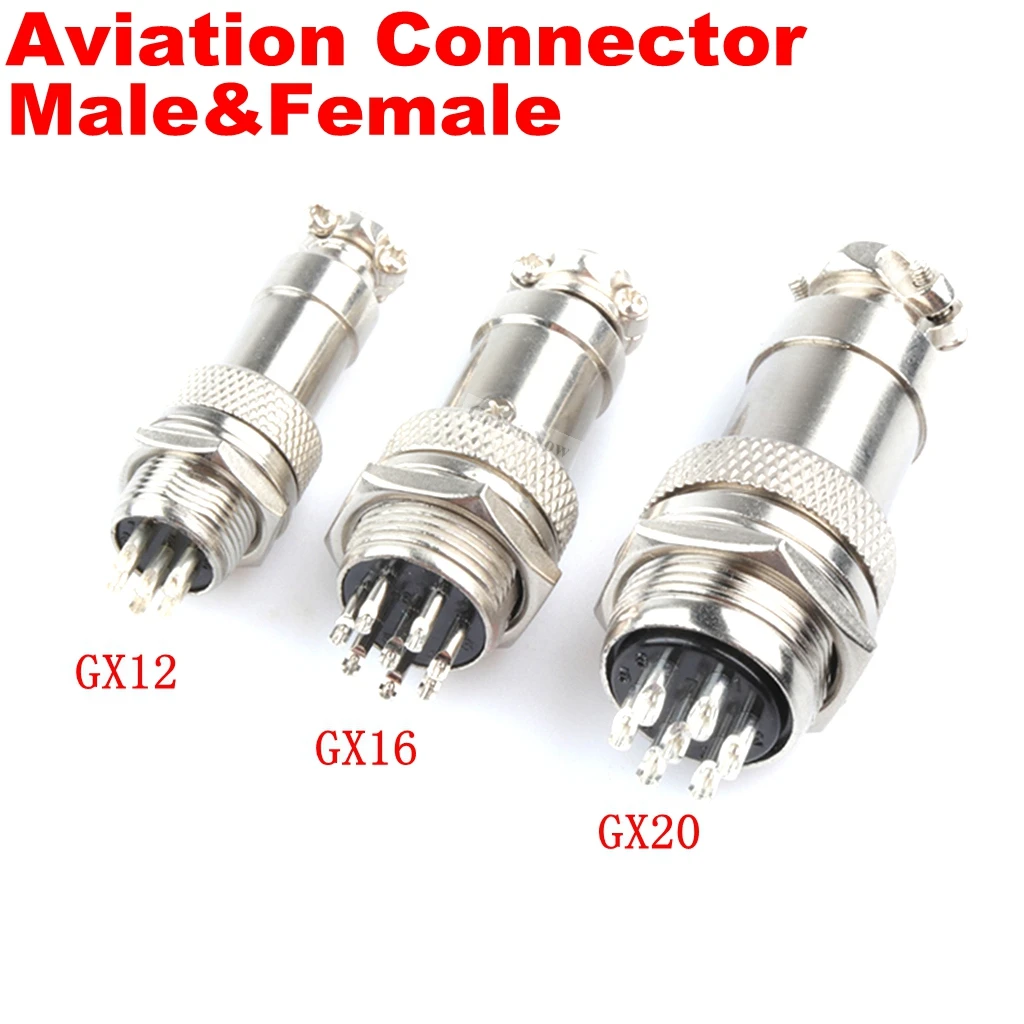 1 set GX12 GX16 GX20 2 3 4 5 6 7 8 9 10 12 14 Pin Male&Female Docking Aviator Aviation Plug Socket Circular Connector