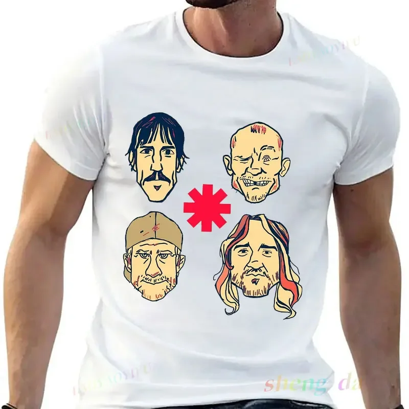 Playera Anthony Kiedis Red Hot Chili T-shirt Rock Music Band Pure Cotton Vintage Style Popular Top Graphic Printing Streetwear