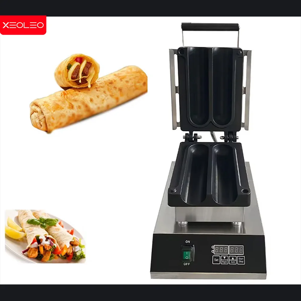 XEOLEO Digital 2PCS Mexico Chicken Rolls Maker 1500W Chicken Rolls Waffle Maker Non-Stick Chicken Wrap Toaster Grasping Pancaker