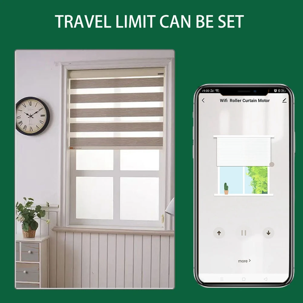 Motor de cortina de Motor de cortina inteligente Tuya Wifi para tubo de 38mm para Alexa Home Control de voz enchufe estadounidense