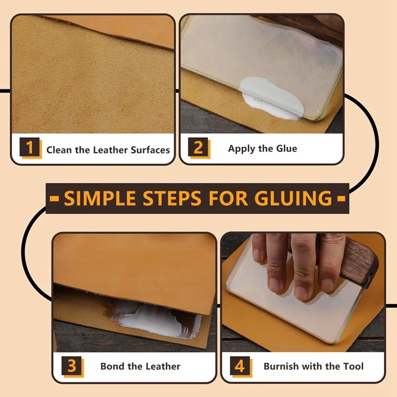 BAAG-ガラススリッカーウォールナットハンドル付きレザーバーニッシュ用ガラスレザーエッジバーニッシャーブロックスムージングツール